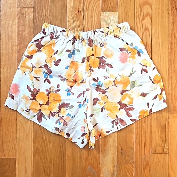 Abercrombie High-Waist Linen Blend Yellow Floral Shorts XS - Picture 6 of 6